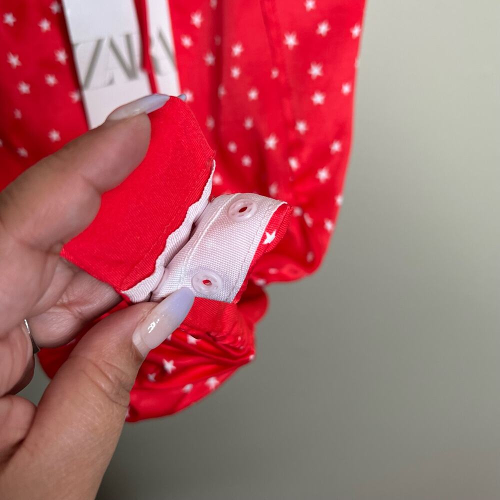 Zara Star satin Effect Lace Up Bodysuit Size Medium Red & White NWT - Picture 8 of 8